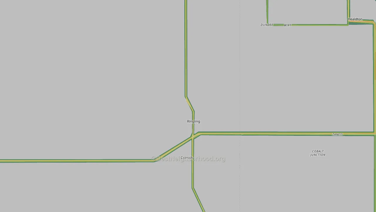 Ringling, OK Map of Noise Levels in Ringling