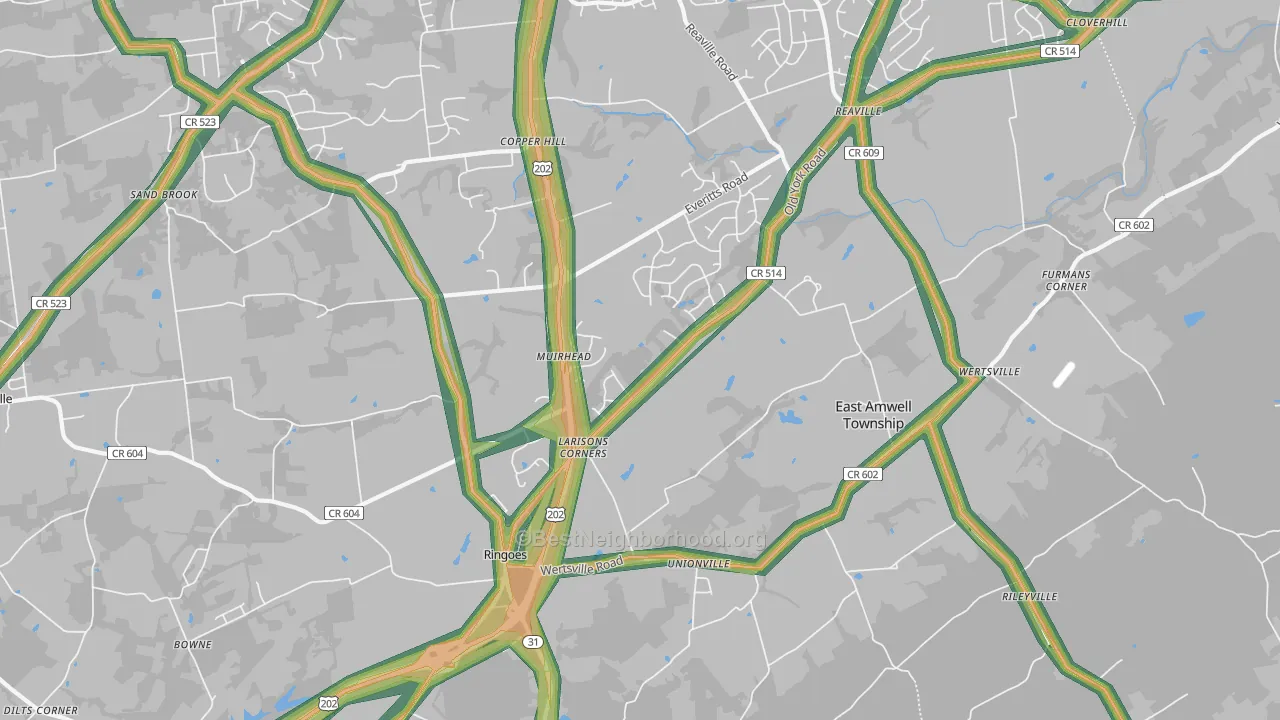 Ringoes, NJ Map of Noise Levels in Ringoes
