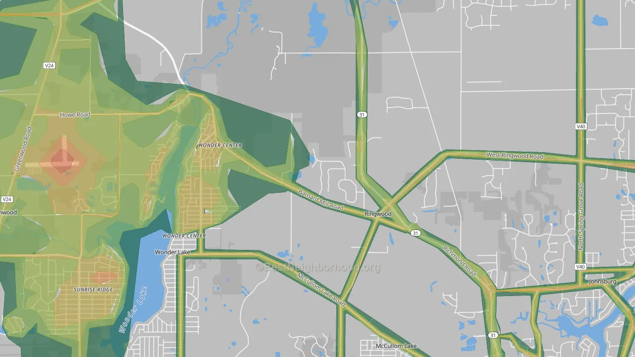 Ringwood, IL Map of Noise Levels in Ringwood