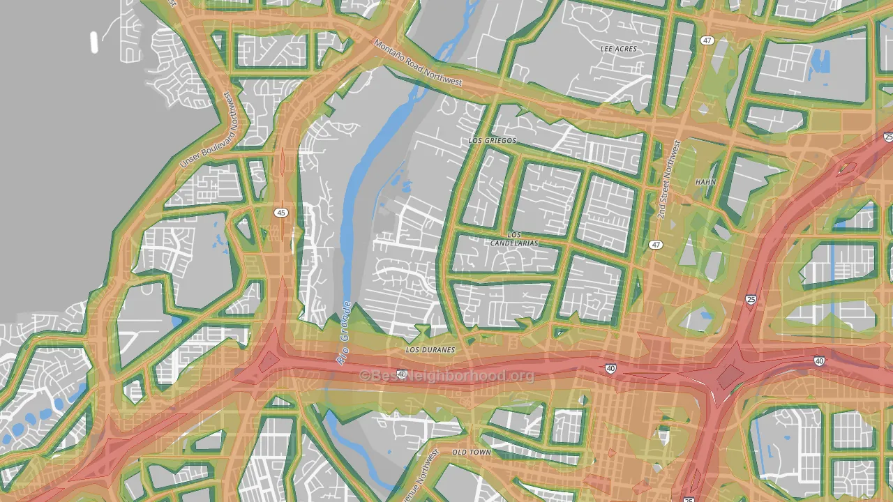 Rio Grande, Albuquerque, NM Map of Noise Levels in Rio Grande