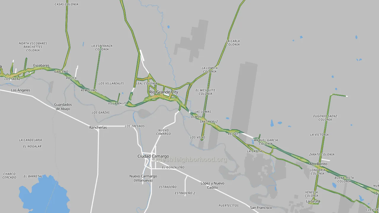 Rio Grande City, TX Map of Noise Levels in Rio Grande City