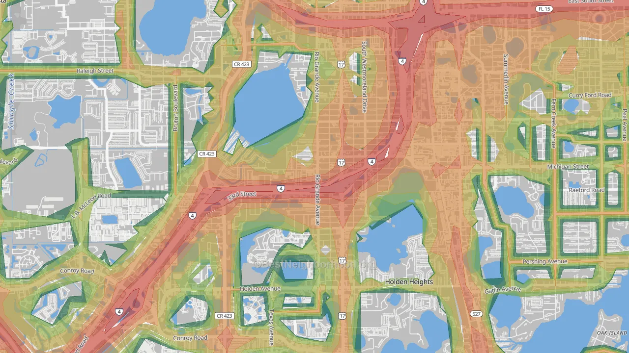 Rio Grande Park, Orlando, FL Map of Noise Levels in Rio Grande Park