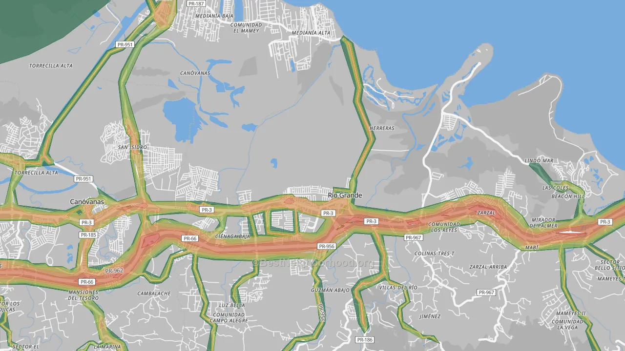 Rio Grande, PR Map of Noise Levels in Rio Grande