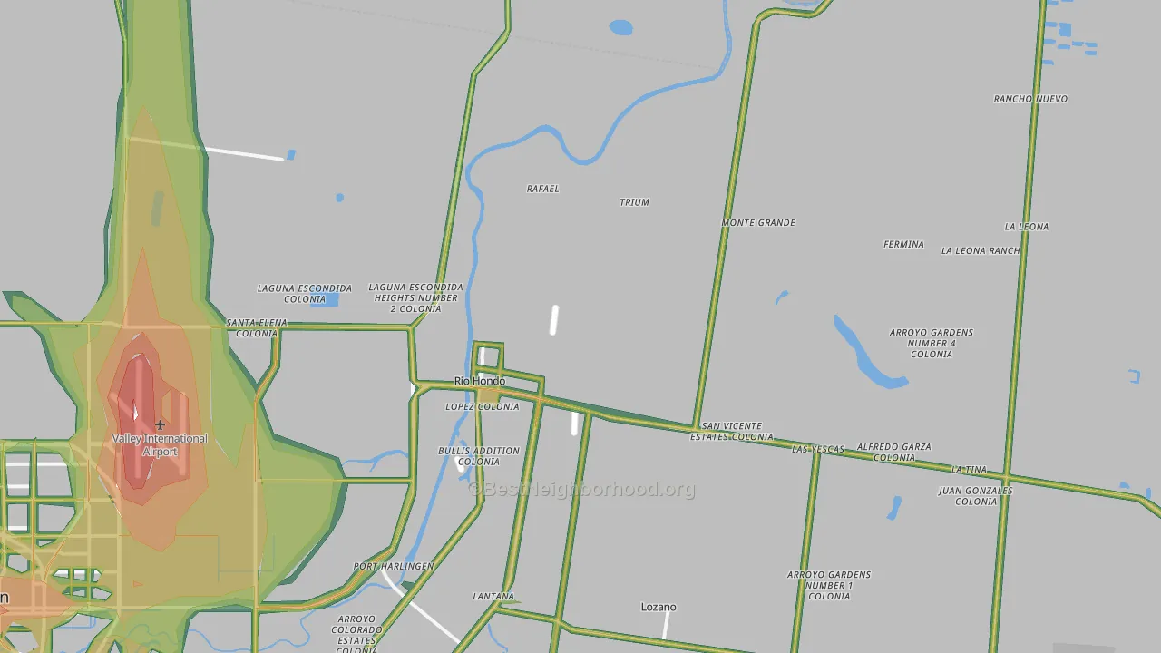 Rio Hondo, TX Map of Noise Levels in Rio Hondo