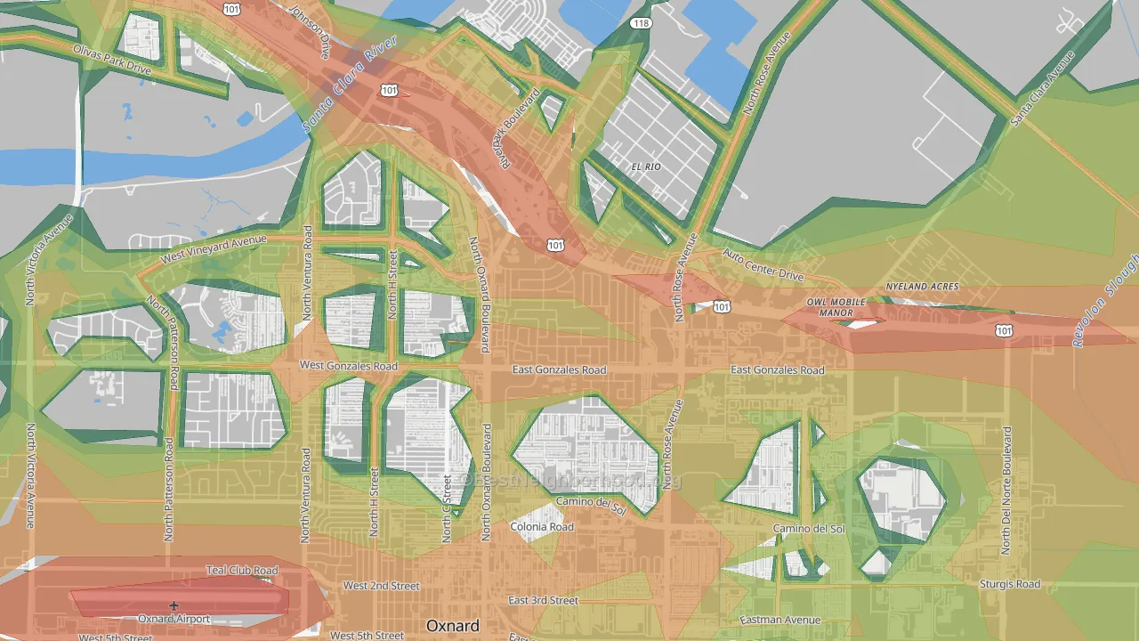Rio Lindo, Oxnard, CA Map of Noise Levels in Rio Lindo