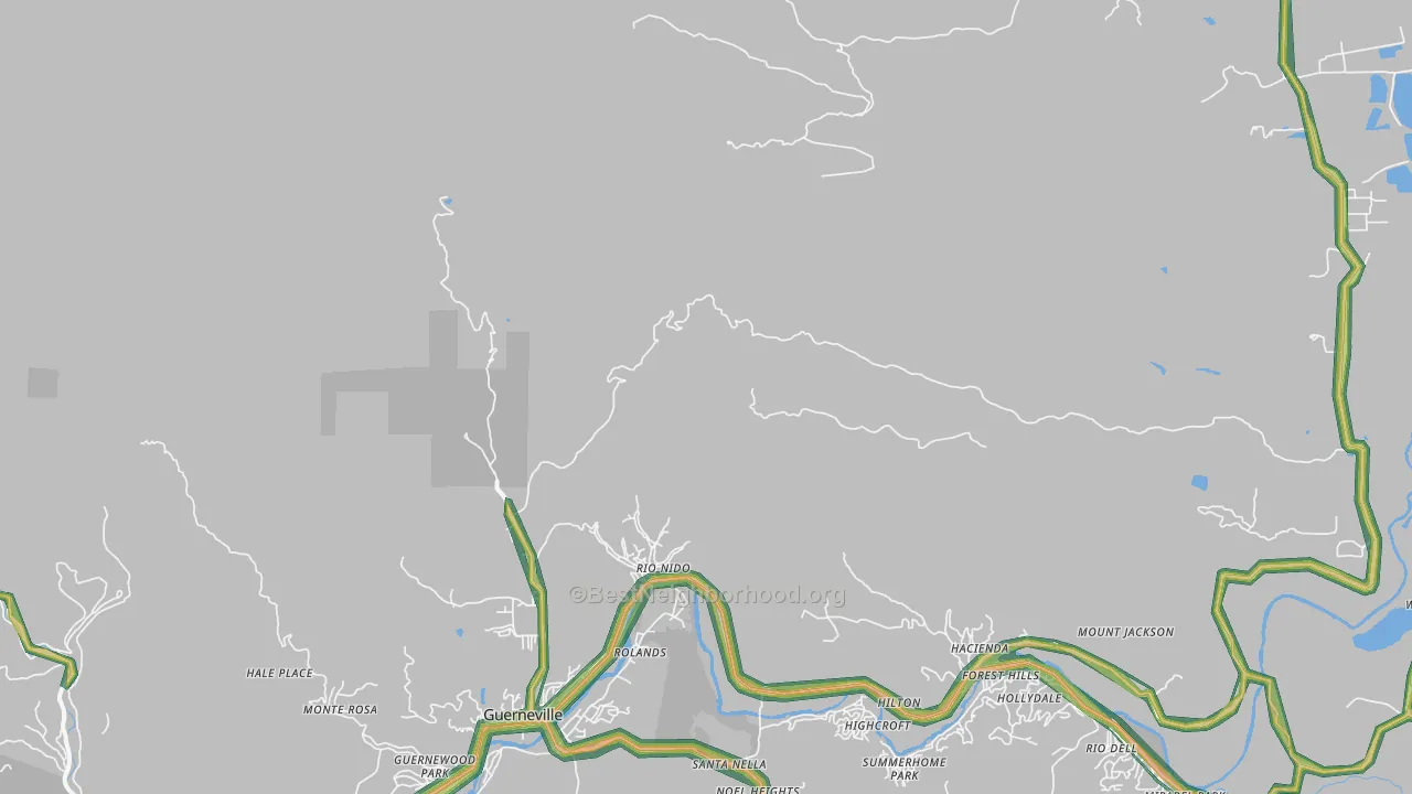 Rio Nido, CA Map of Noise Levels in Rio Nido