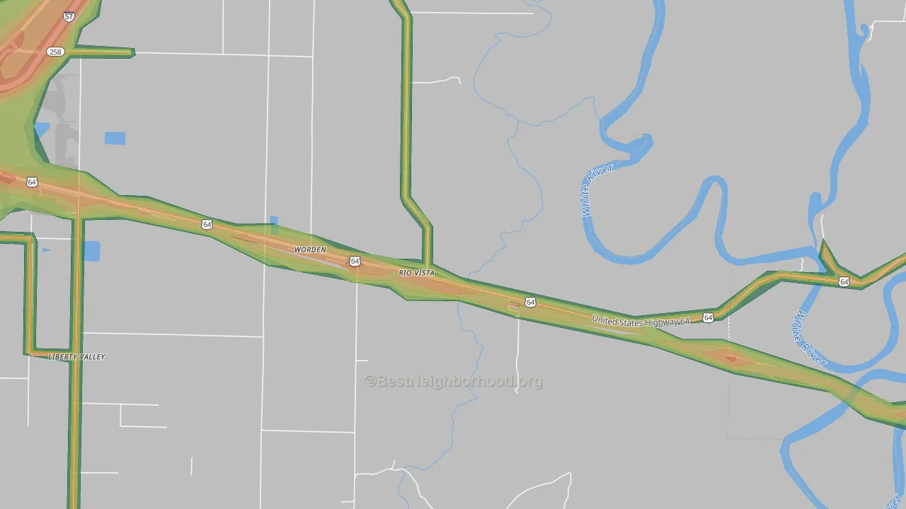 Rio Vista, AR Map of Noise Levels in Rio Vista