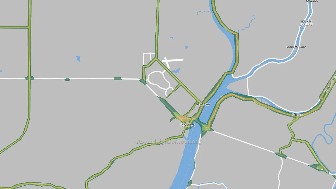 Rio Vista, CA Map of Noise Levels in Rio Vista