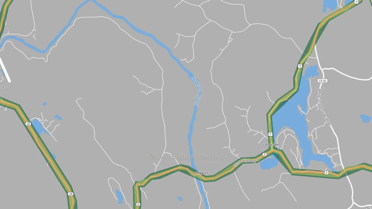Riparius, NY Map of Noise Levels in Riparius