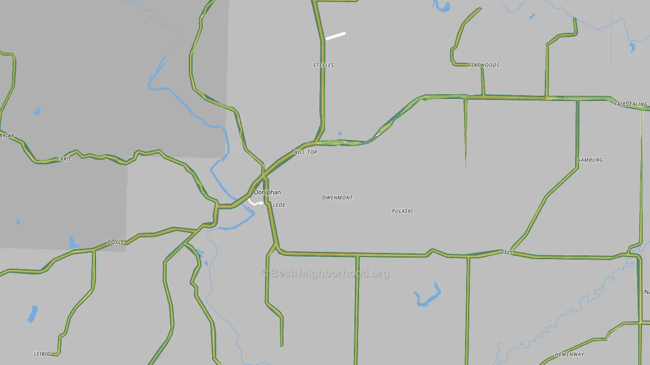 Ripley County, MO Map of Noise Levels in Ripley County
