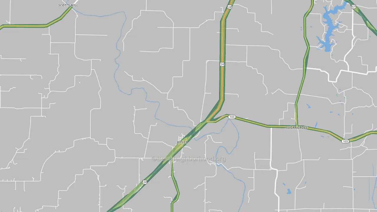 Ripley, IL Map of Noise Levels in Ripley