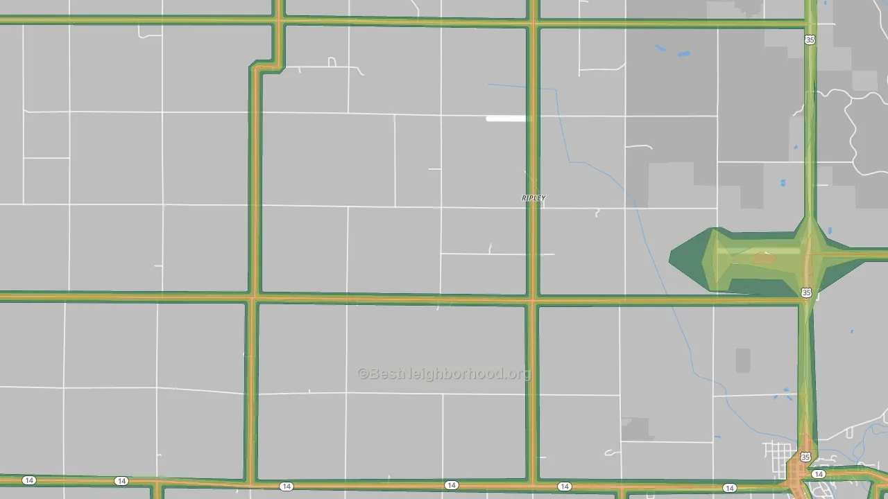 Ripley, IN Map of Noise Levels in Ripley