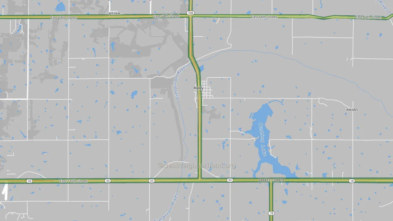 Ripley, OK Map of Noise Levels in Ripley
