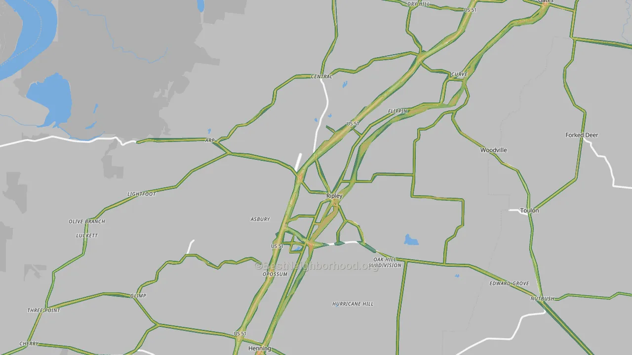 Ripley, TN Map of Noise Levels in Ripley