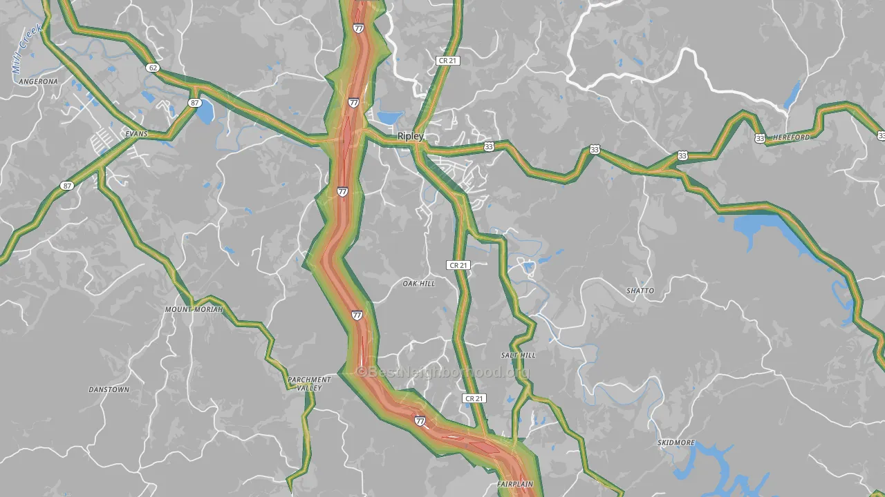 Ripley, WV Map of Noise Levels in Ripley