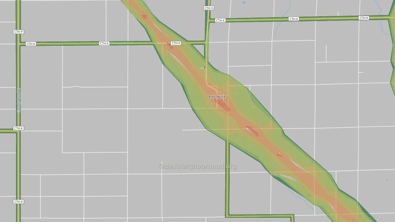 Riplinger, WI Map of Noise Levels in Riplinger