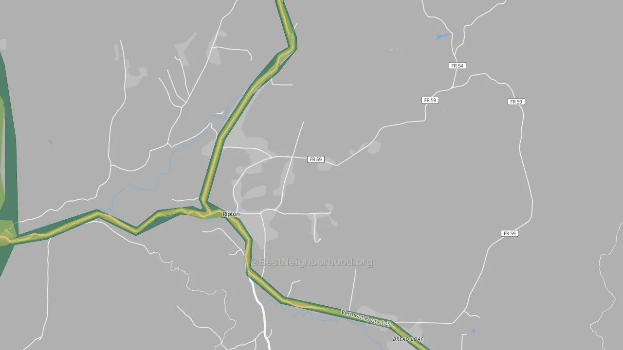 Ripton, VT Map of Noise Levels in Ripton