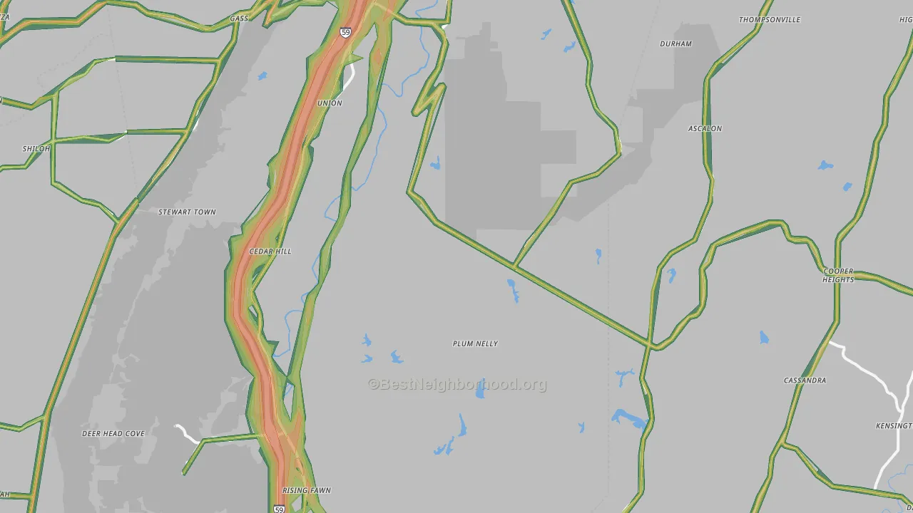 Rising Fawn, GA Map of Noise Levels in Rising Fawn