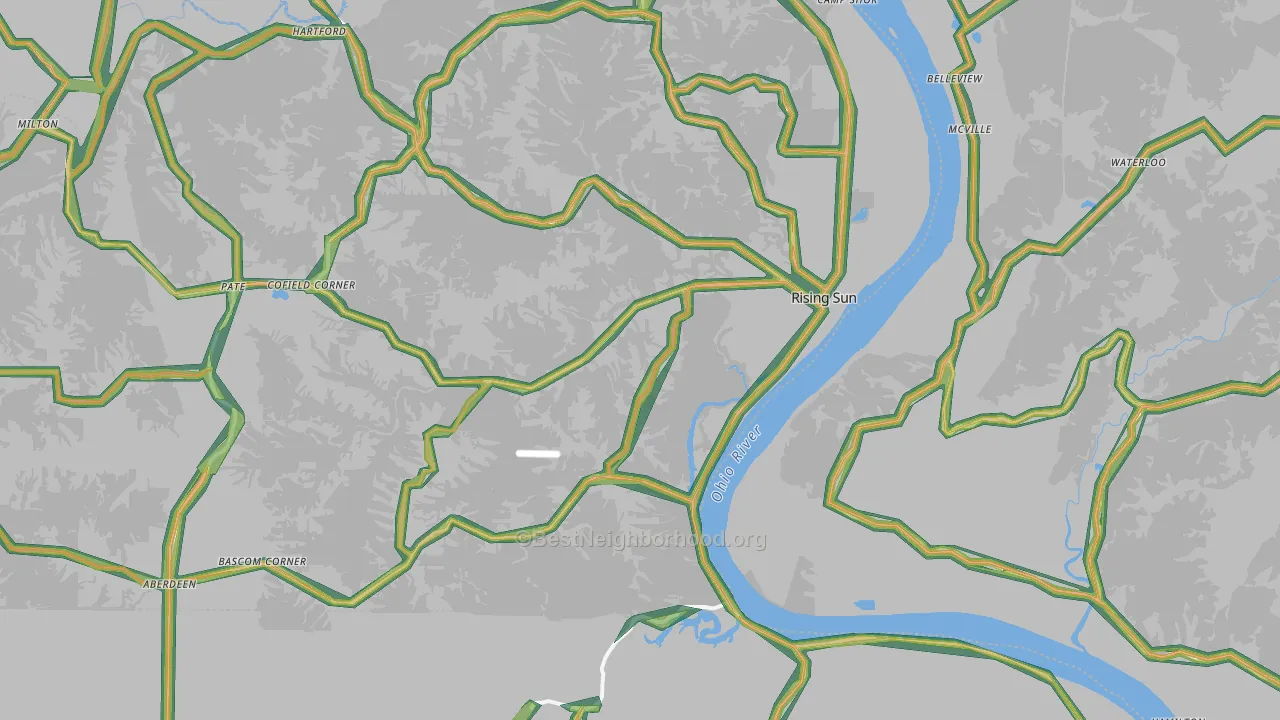 Rising Sun, IN Map of Noise Levels in Rising Sun