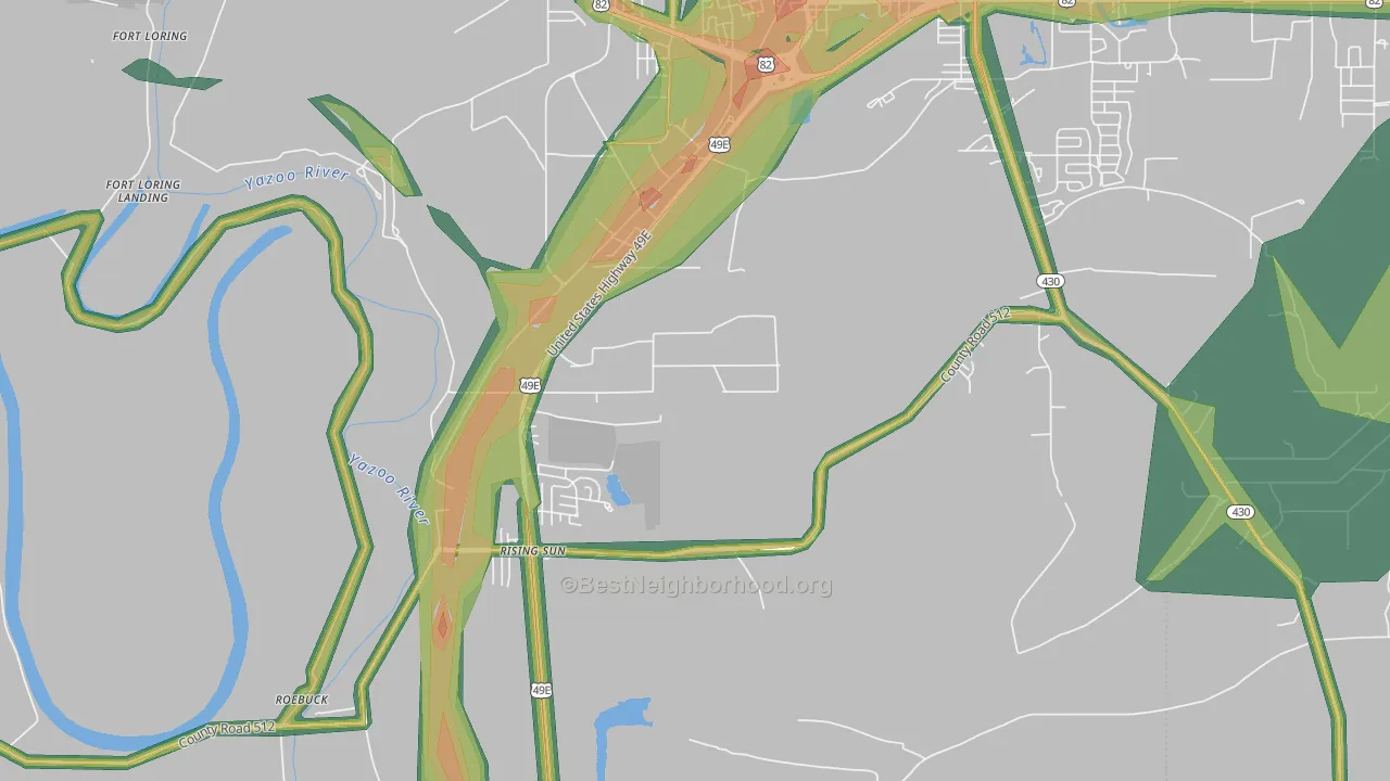 Rising Sun, MS Map of Noise Levels in Rising Sun