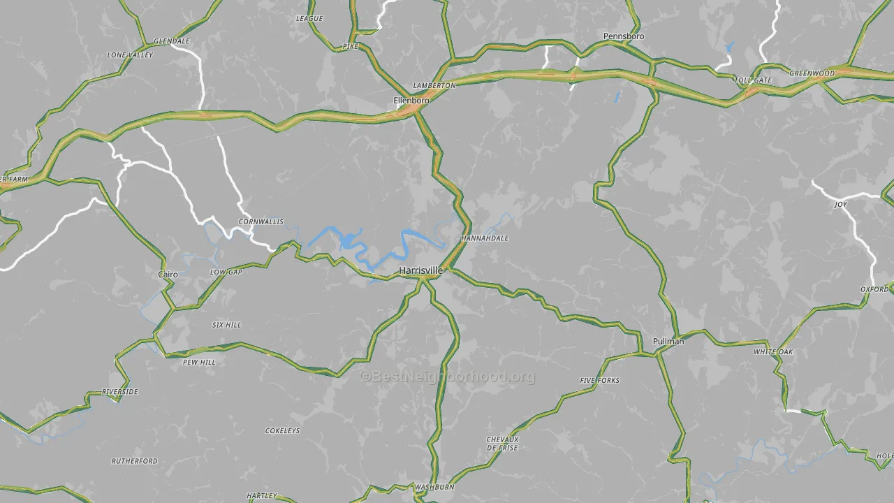 Ritchie County, WV Map of Noise Levels in Ritchie County