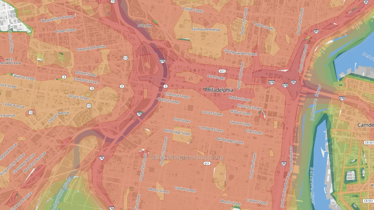 Rittenhouse Square, Philadelphia, PA Map of Noise Levels in Rittenhouse Square