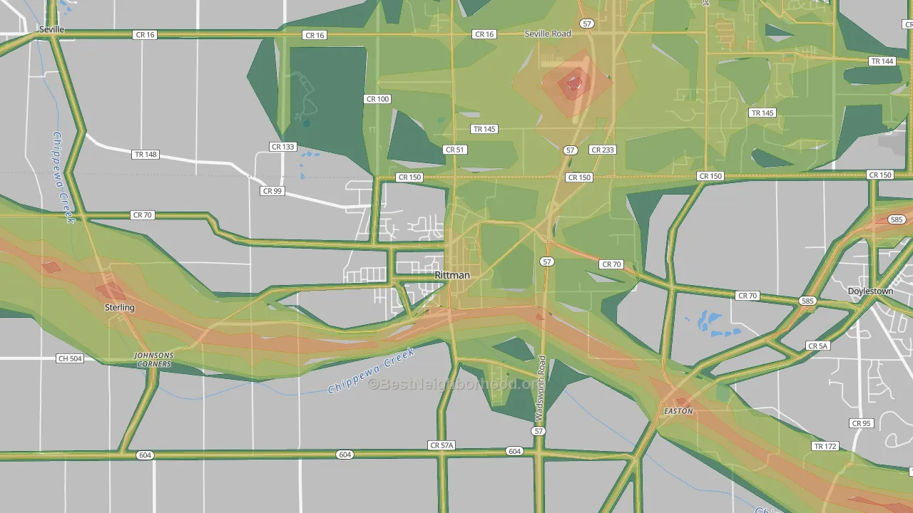 Rittman, OH Map of Noise Levels in Rittman