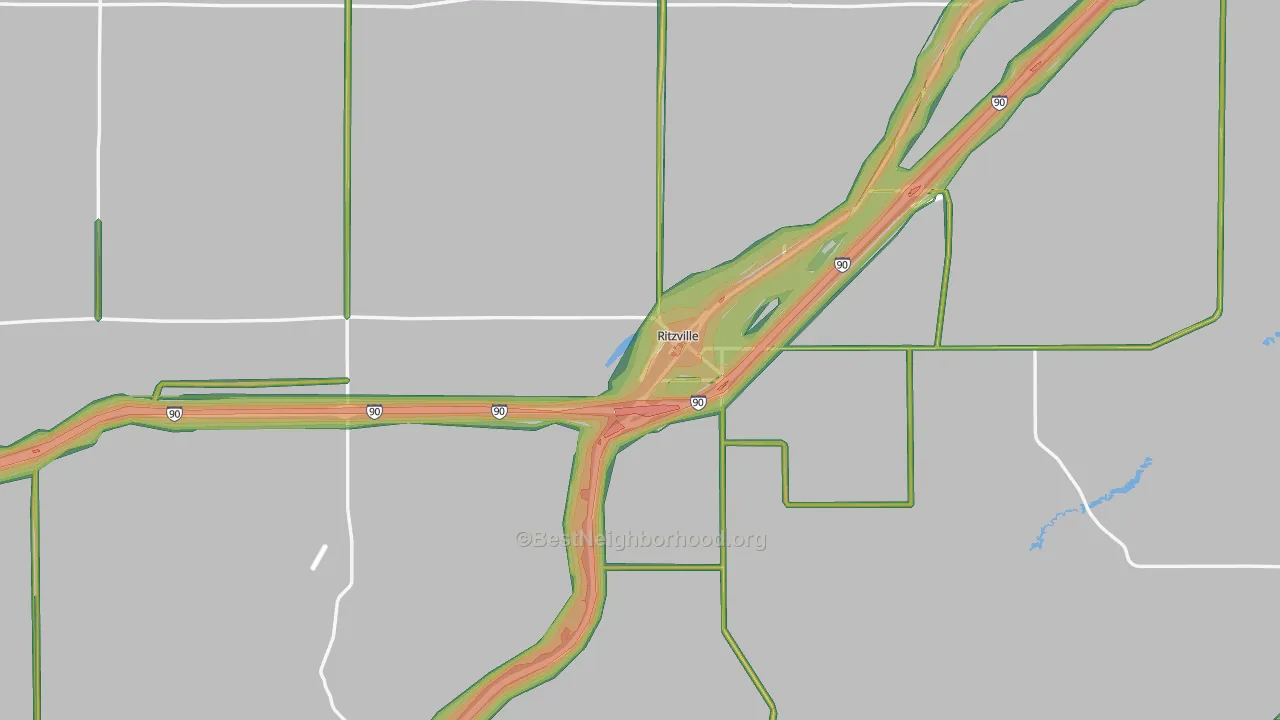 Ritzville, WA Map of Noise Levels in Ritzville