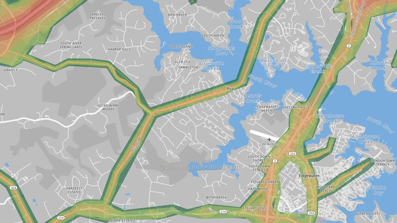 Riva, MD Map of Noise Levels in Riva