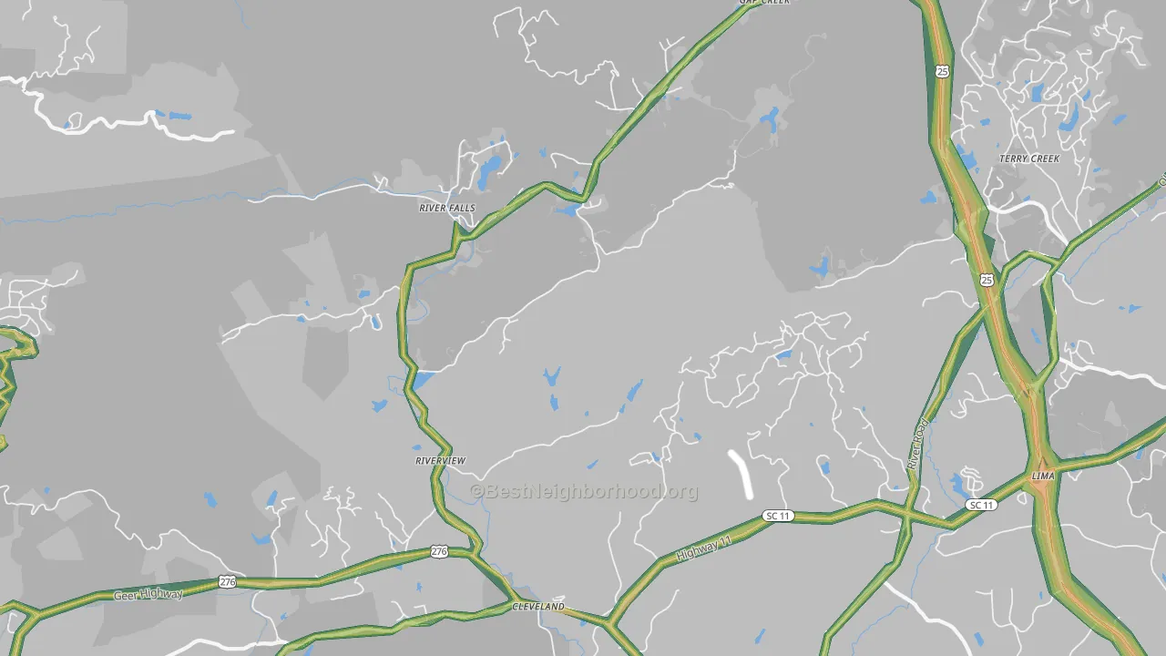 River Falls, SC Map of Noise Levels in River Falls