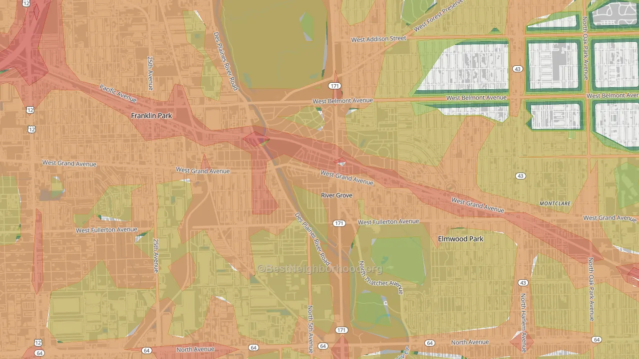 River Grove, IL Map of Noise Levels in River Grove