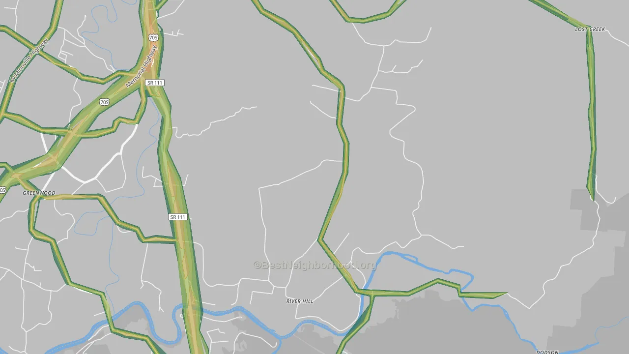 River Hill, TN Map of Noise Levels in River Hill