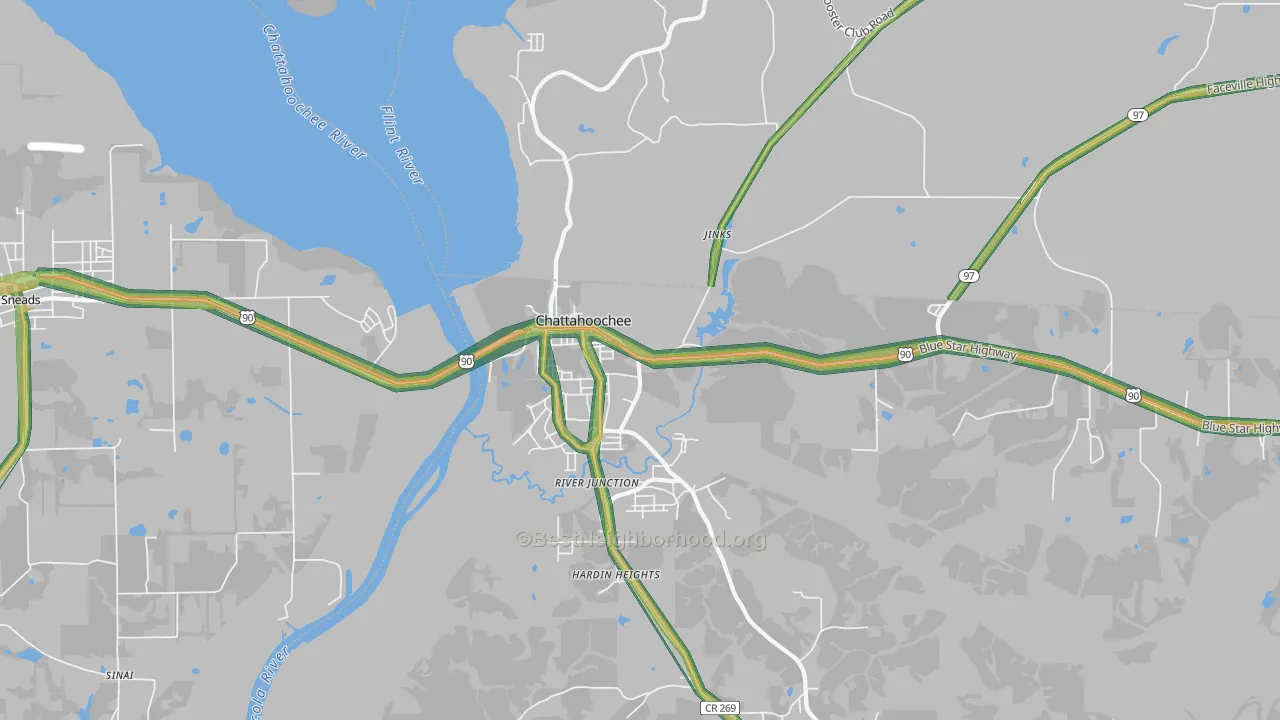 River Junction, FL Map of Noise Levels in River Junction