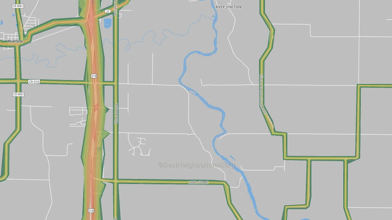 River Junction, IA Map of Noise Levels in River Junction
