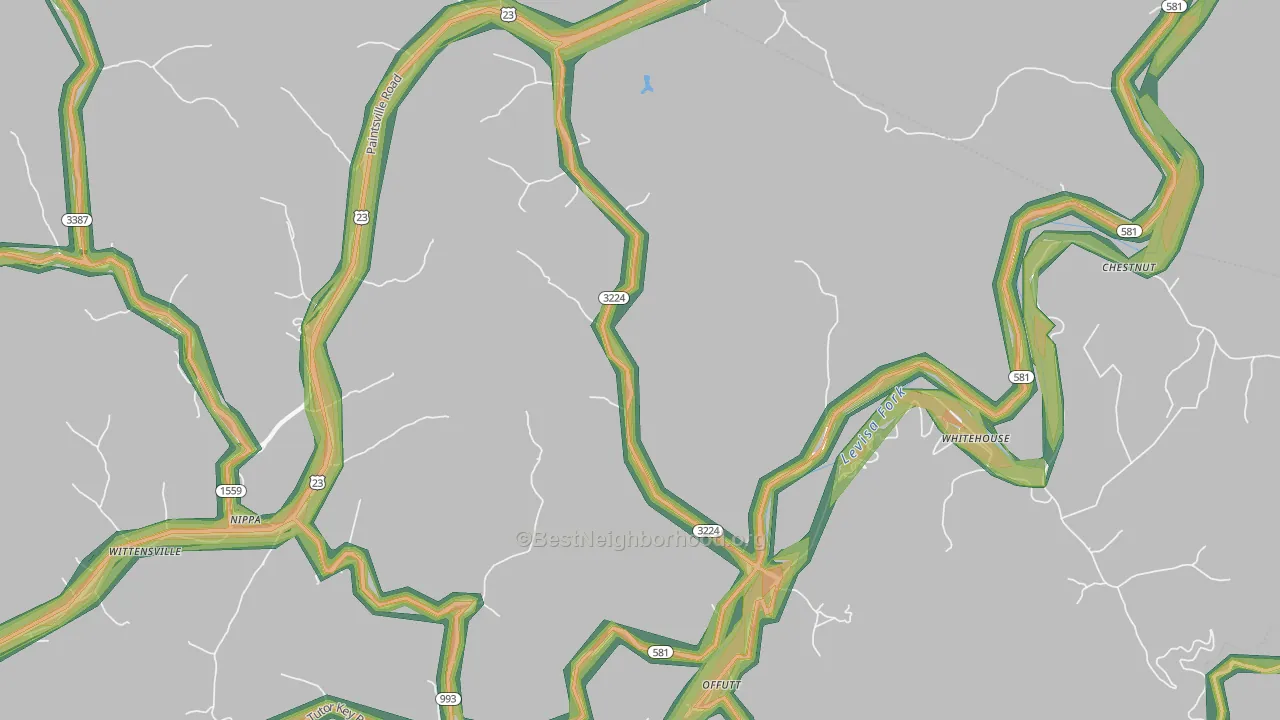 River, KY Map of Noise Levels in River