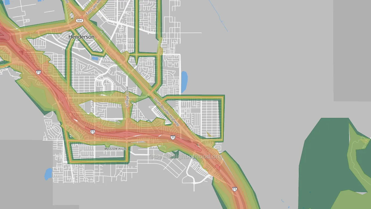 River Mountain, Henderson, NV Map of Noise Levels in River Mountain