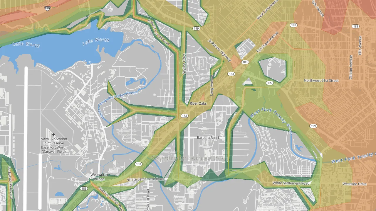 River Oaks, TX Map of Noise Levels in River Oaks
