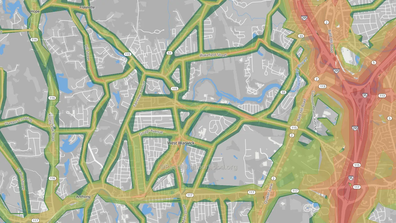 River Point, West Warwick, RI Map of Noise Levels in River Point
