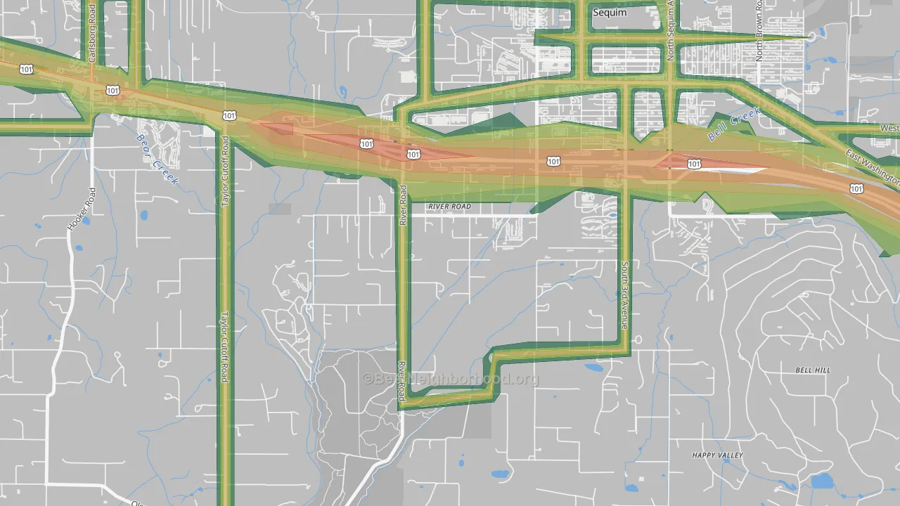 River Road, WA Map of Noise Levels in River Road