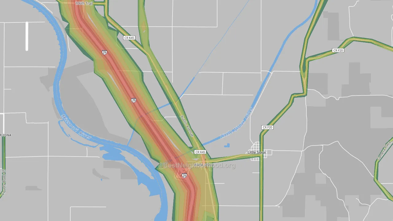 River Sioux, IA Map of Noise Levels in River Sioux