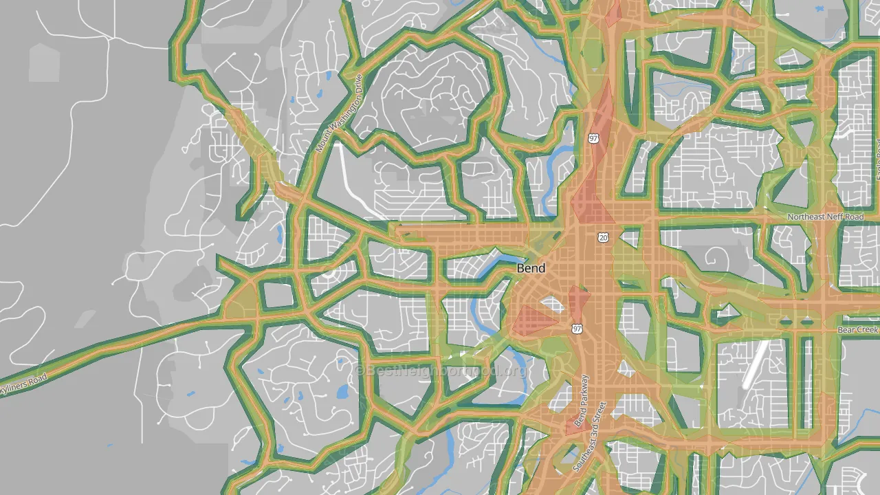 River West, Bend, OR Map of Noise Levels in River West