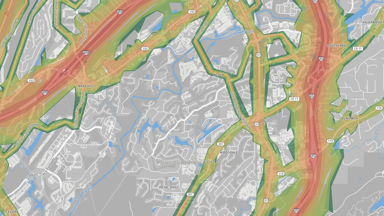 Riverchase Country Club, Hoover, AL Map of Noise Levels in Riverchase Country Club