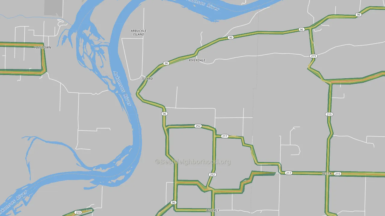 Riverdale, AR Map of Noise Levels in Riverdale