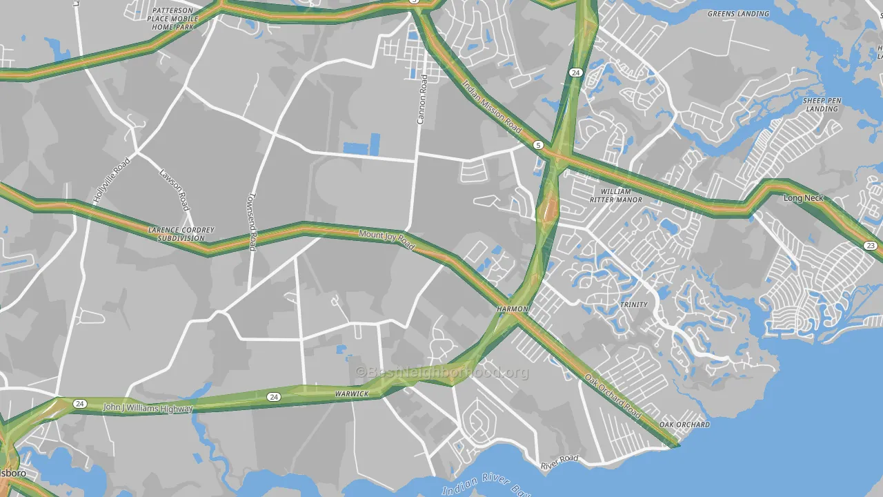 Riverdale, DE Map of Noise Levels in Riverdale