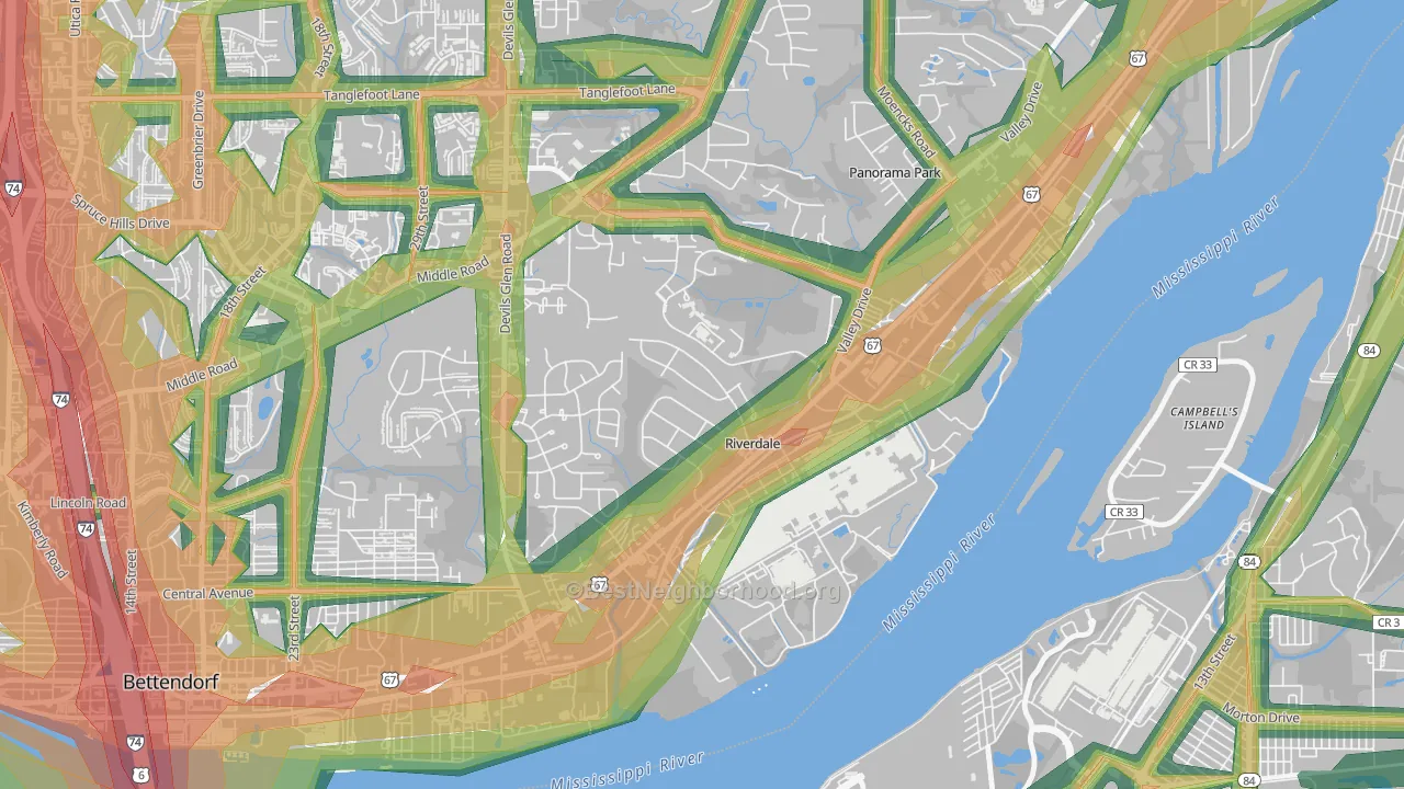 Riverdale, IA Map of Noise Levels in Riverdale