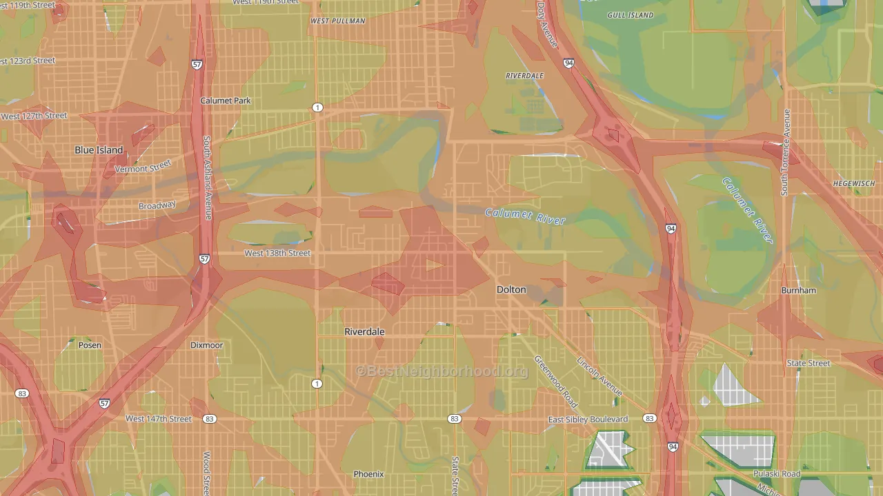 Riverdale, IL Map of Noise Levels in Riverdale