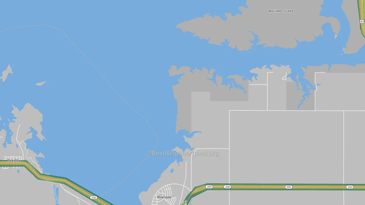 Riverdale, ND Map of Noise Levels in Riverdale