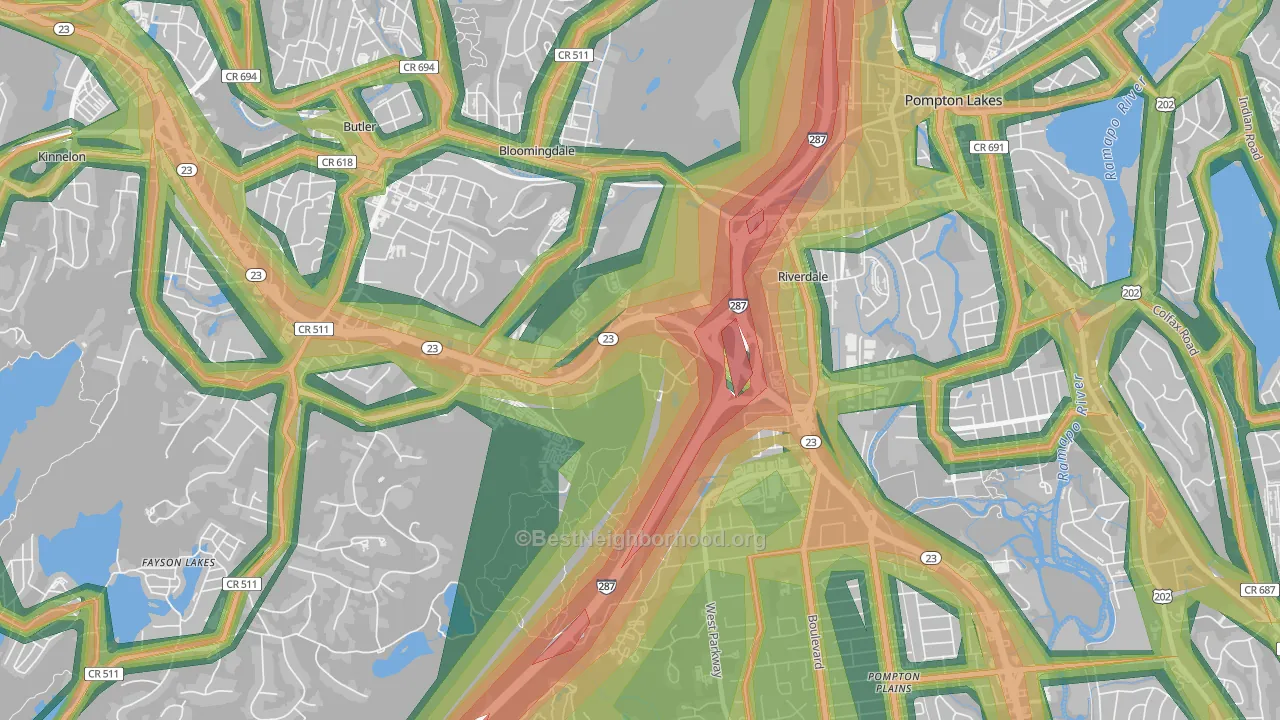 Riverdale, NJ Map of Noise Levels in Riverdale
