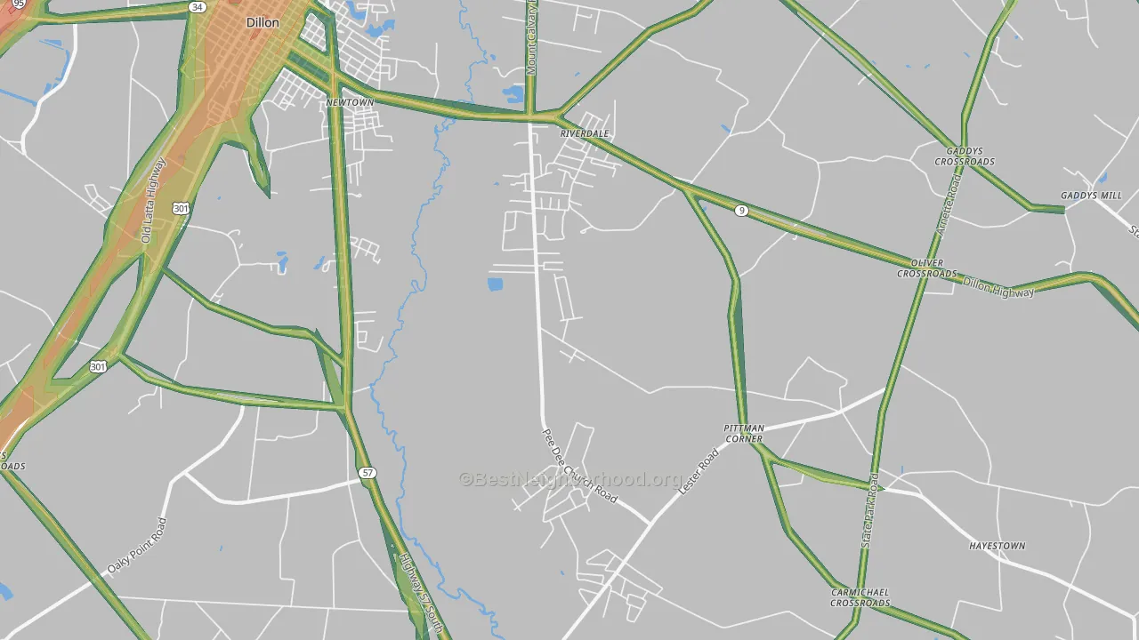 Riverdale, SC Map of Noise Levels in Riverdale