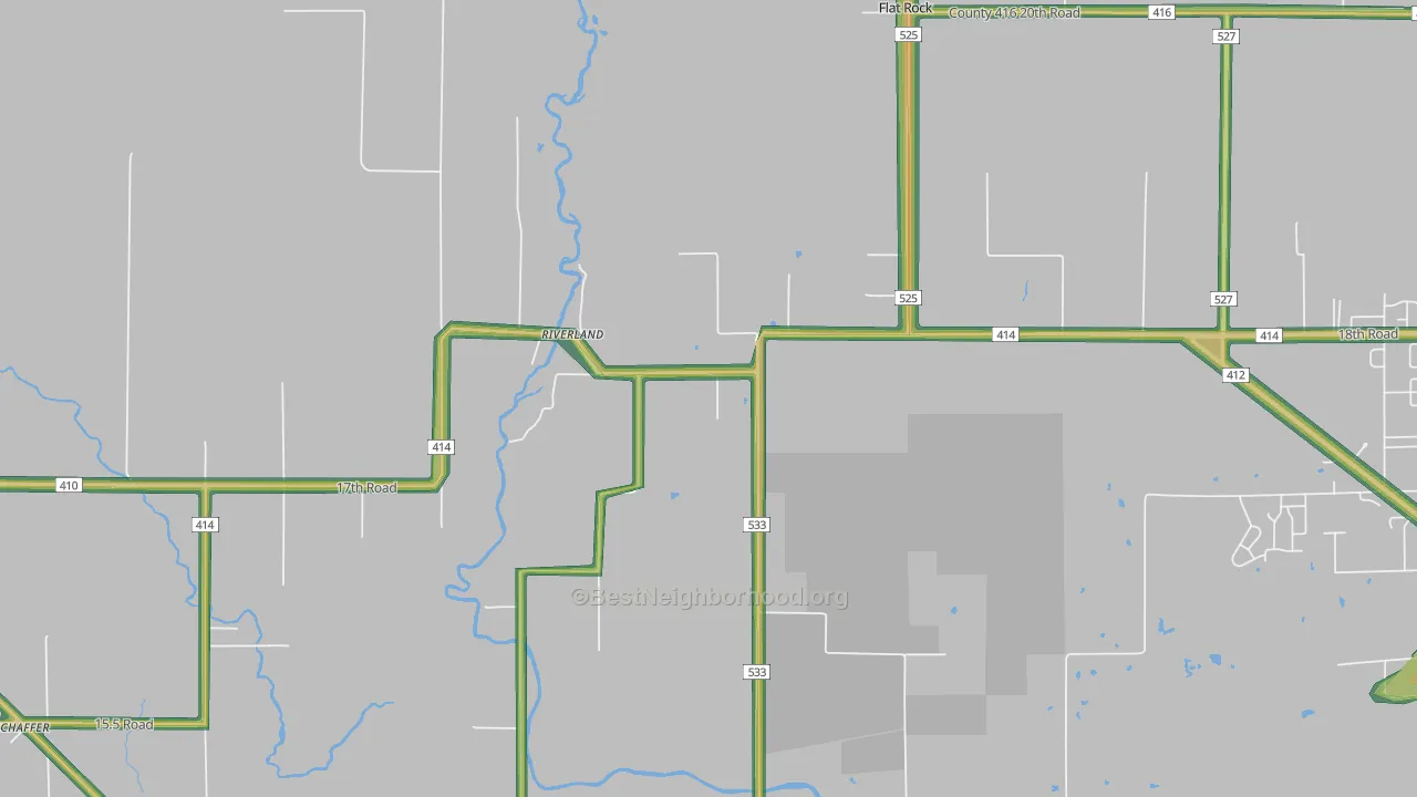 Riverland, MI Map of Noise Levels in Riverland